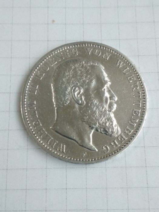 3 марки 1909 года "Вюртемберг" II Рейх, Германия.