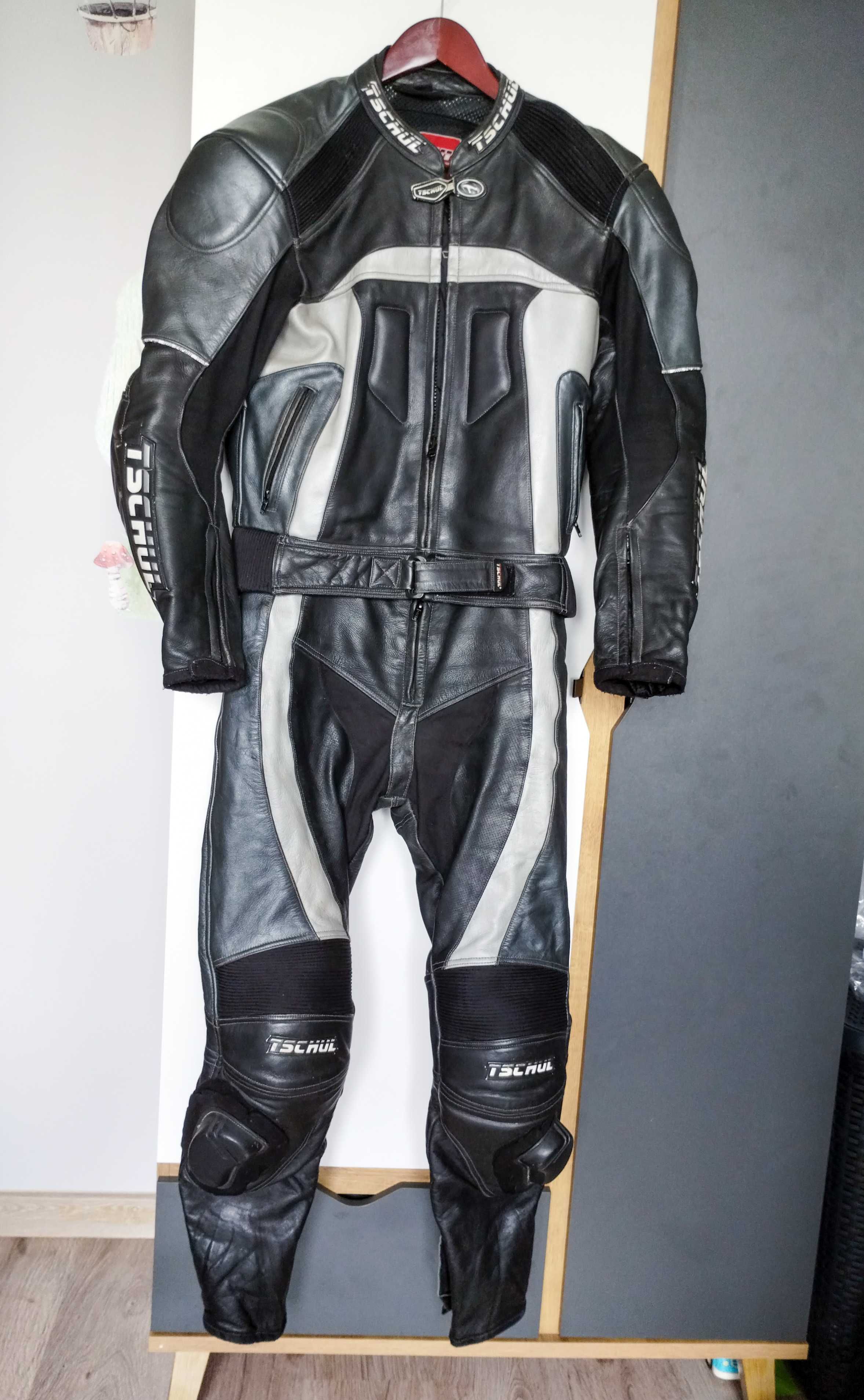 Kombinezon dwuczęściowy motocyklowy męski skórzany Tschul L