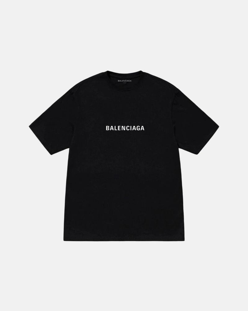 Мужские футболки Balenciaga BB черная белая унисекс баленсиага