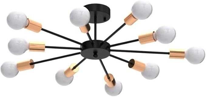 Żyrandol Sputnik - 10-ramienny, czarna lampa wisząca