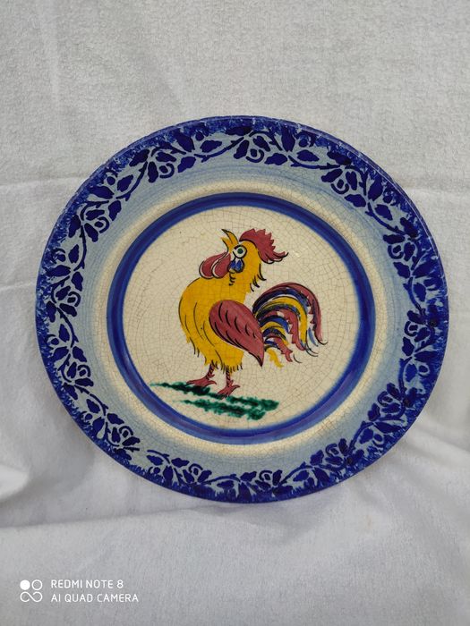 Lindíssimo prato com galo pintado á mão