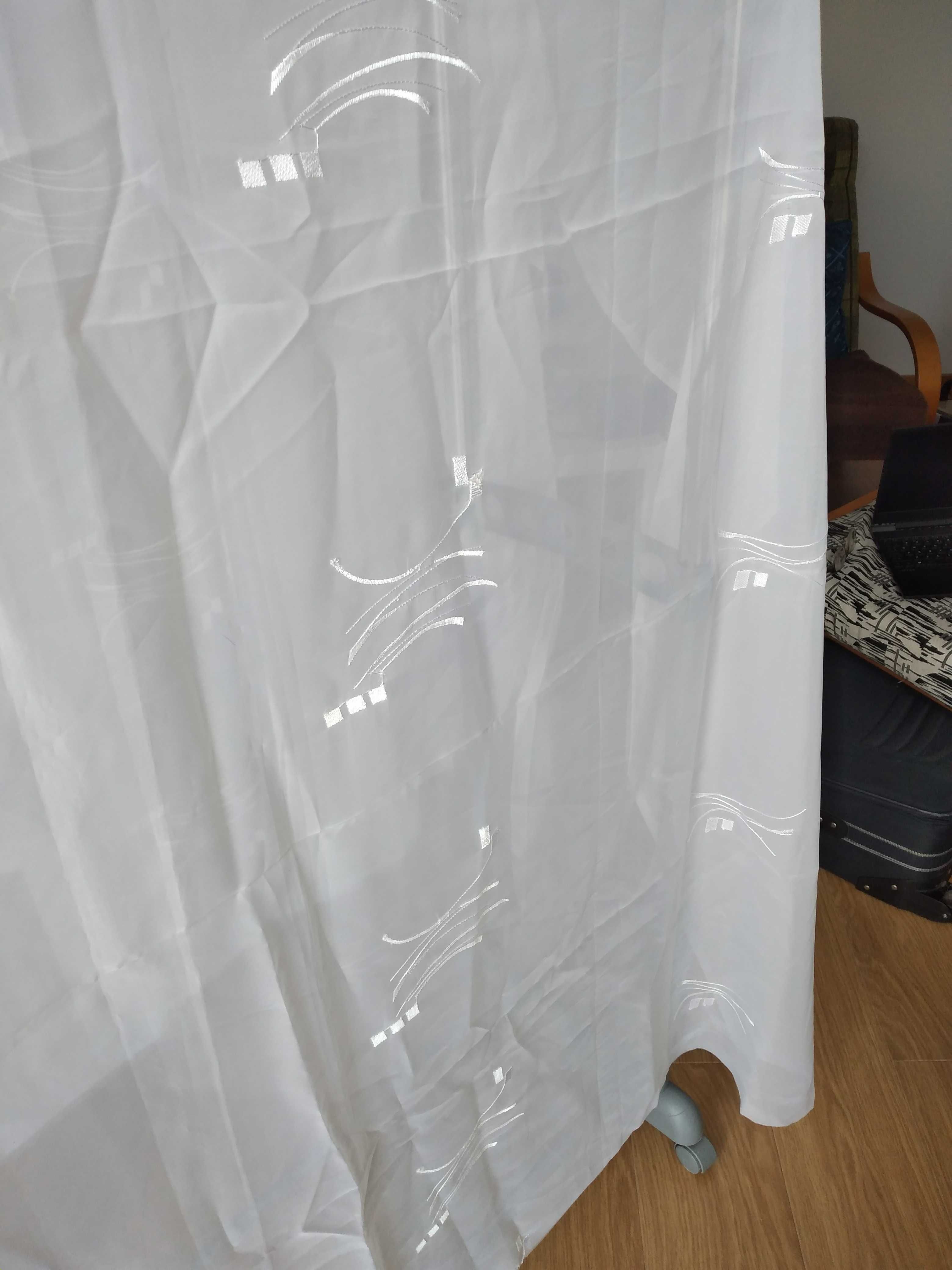 NOWA Duża piękna biała firana z pięknymi wzorami 7,2m x 2,8m