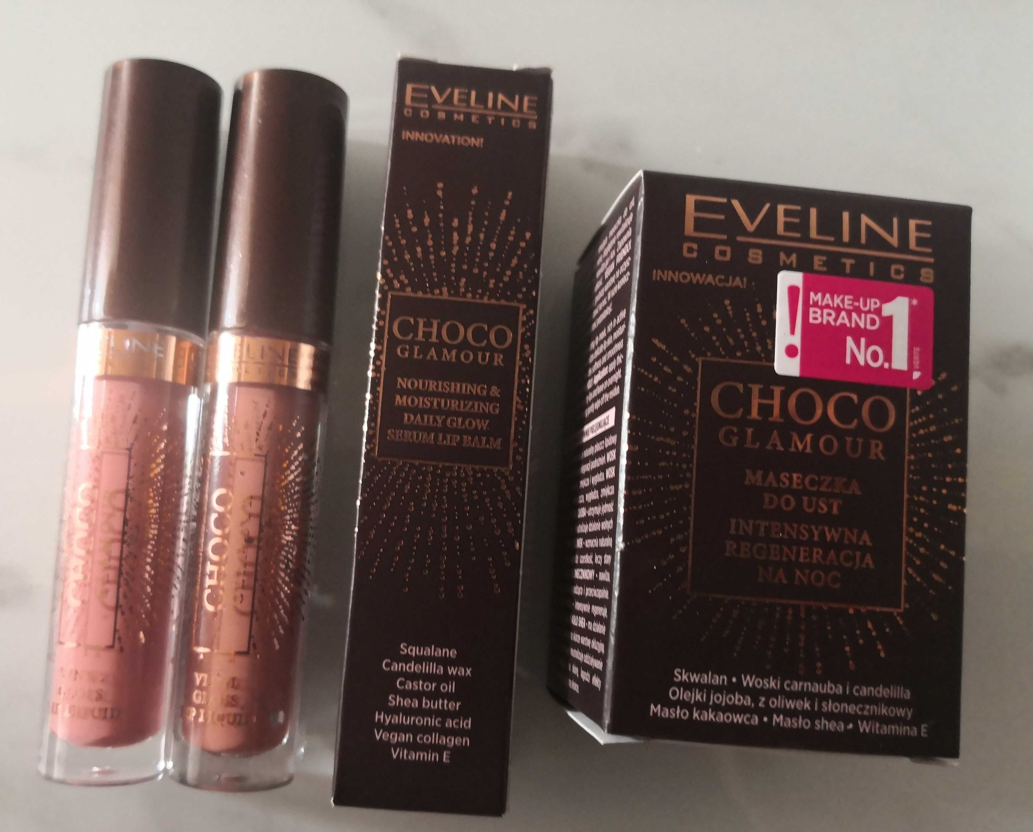 NOWE! Eveline Choco Glamour balsam, maseczka do ust, pomadka winylowa