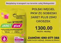 POLSKI WĘGIEL: Groszek 25MJ JARET Plus-Dostawa gratis Sucha Beskidzka!