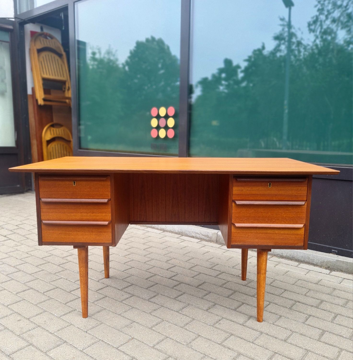 Biurko tekowe,wolnostojące,duński design,Dania lata 60/70,Mid century