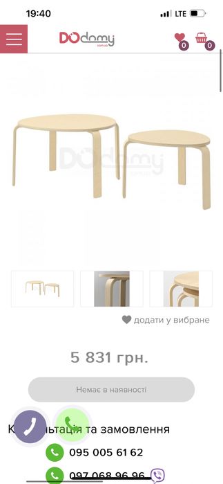 Комплект столиків від ikea