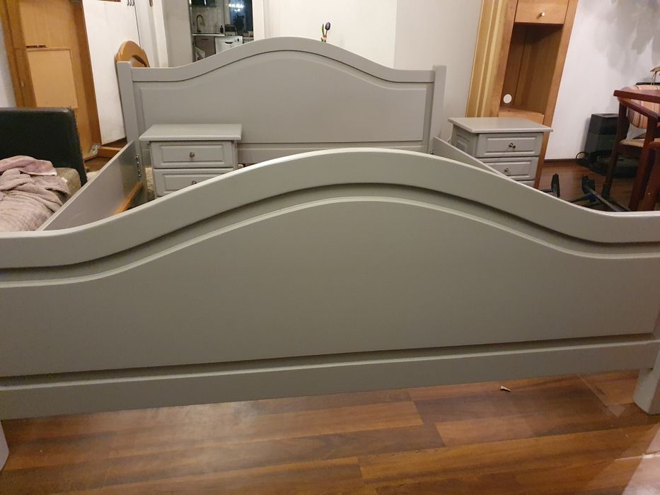 Łóżko dębowe popiel +nocne szafki