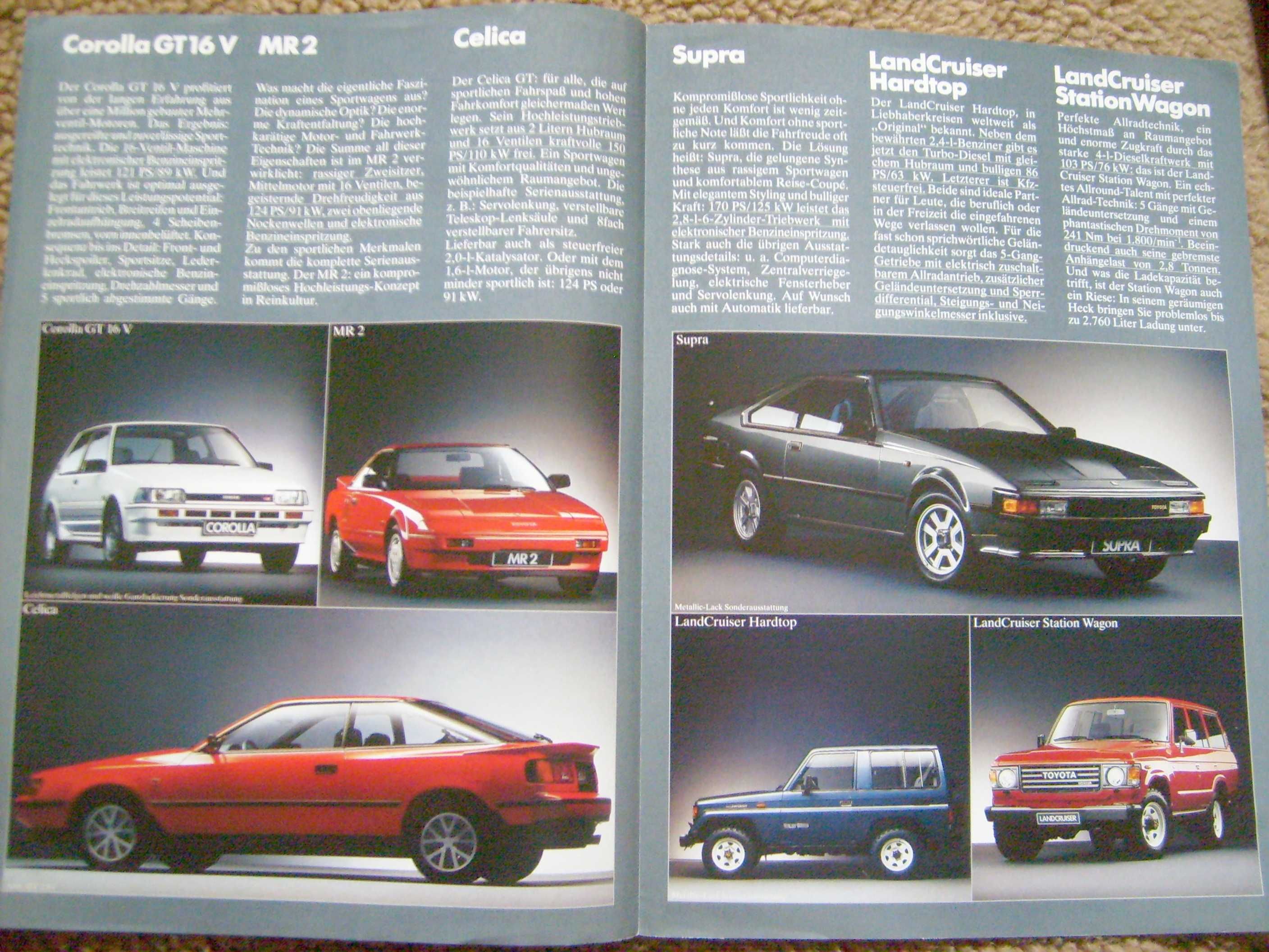 TOYOTA 1986 + 1990 / Corolla Camry MR2 Celica Supra *2 prospekty