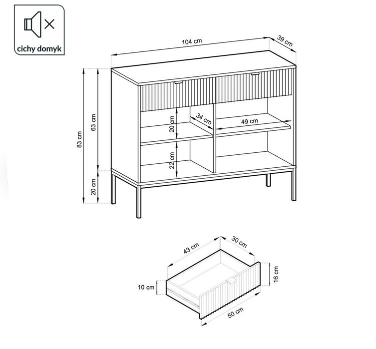 Komoda front lamele czarne