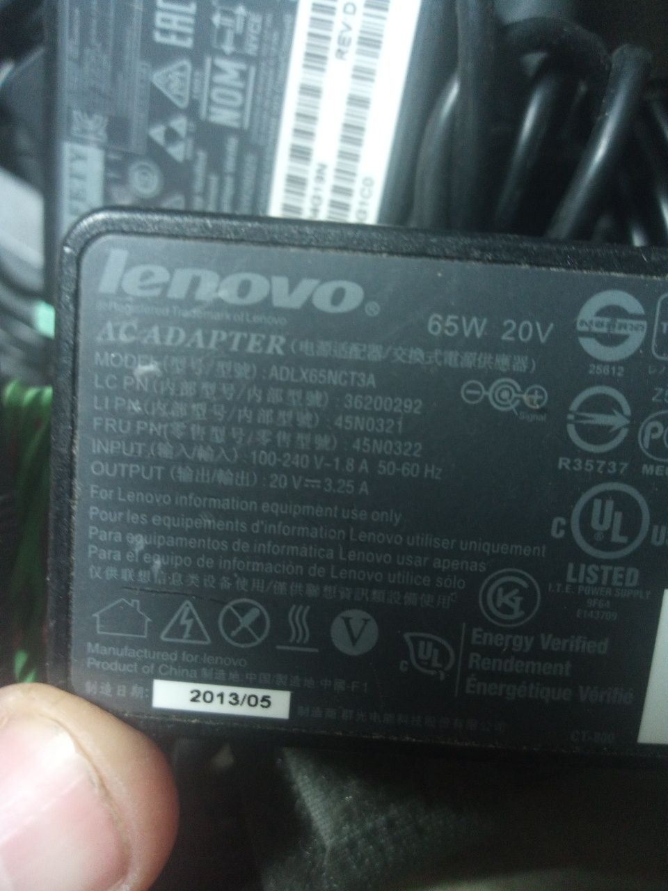 Lenovo 20V 3.25A 7.9x5.5 65Вт оригінал блок живлення зарядне питания