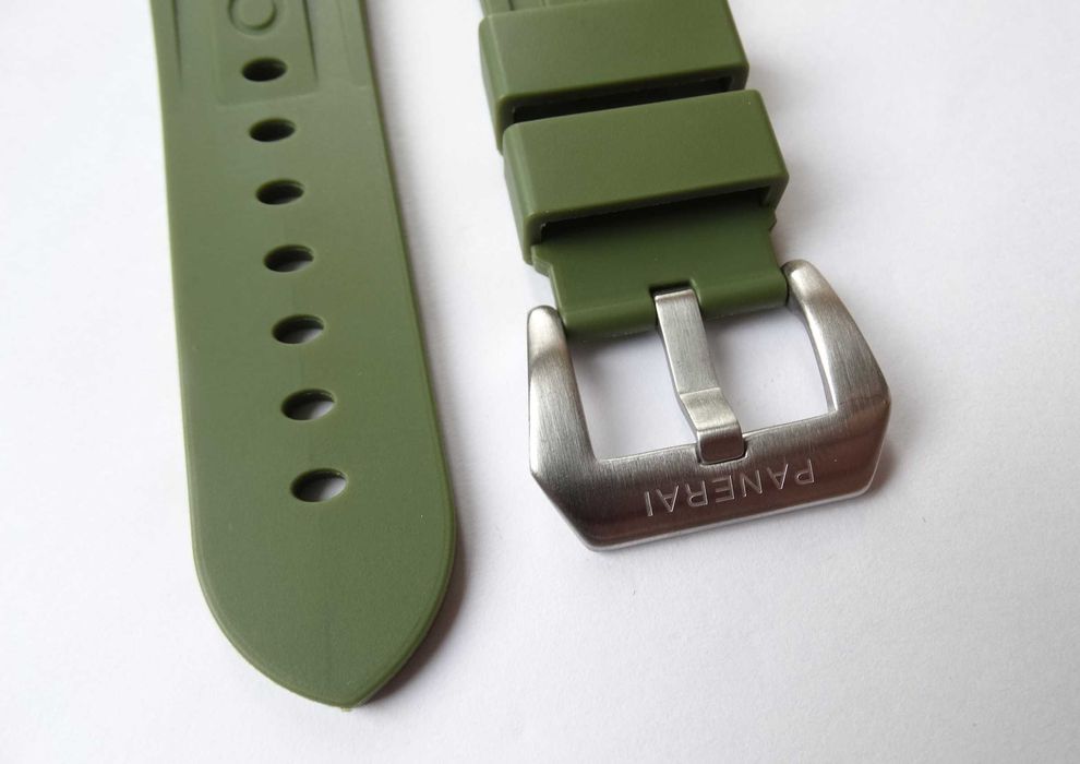 Pasek silikonowy zielony 24mm do zegarka Panerai PAM gumowy klamra