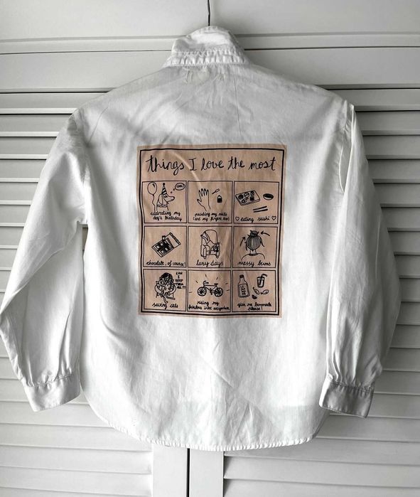 ZARA koszula biała z nadrukiem aplikacją napisy 140