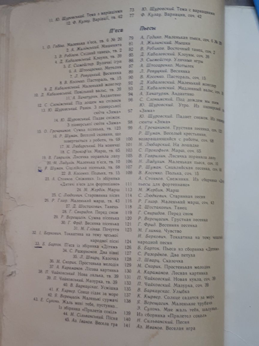 Ноты Ф-но 
Фортепиано 1-2-3-4-5-6-7 кл.
Содерж. на фото.
Цена за сб.