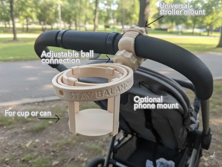 Набір універсальних тримачів для чашки та телефона для дитячої коляски