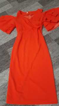 Платье нарядное платье миди красное платье с открытыми плечами