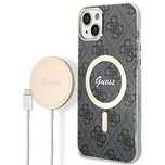 Etui Guess 4g Print MagSafe na iPhone 14 + ładowarka indukcyjna - czar
