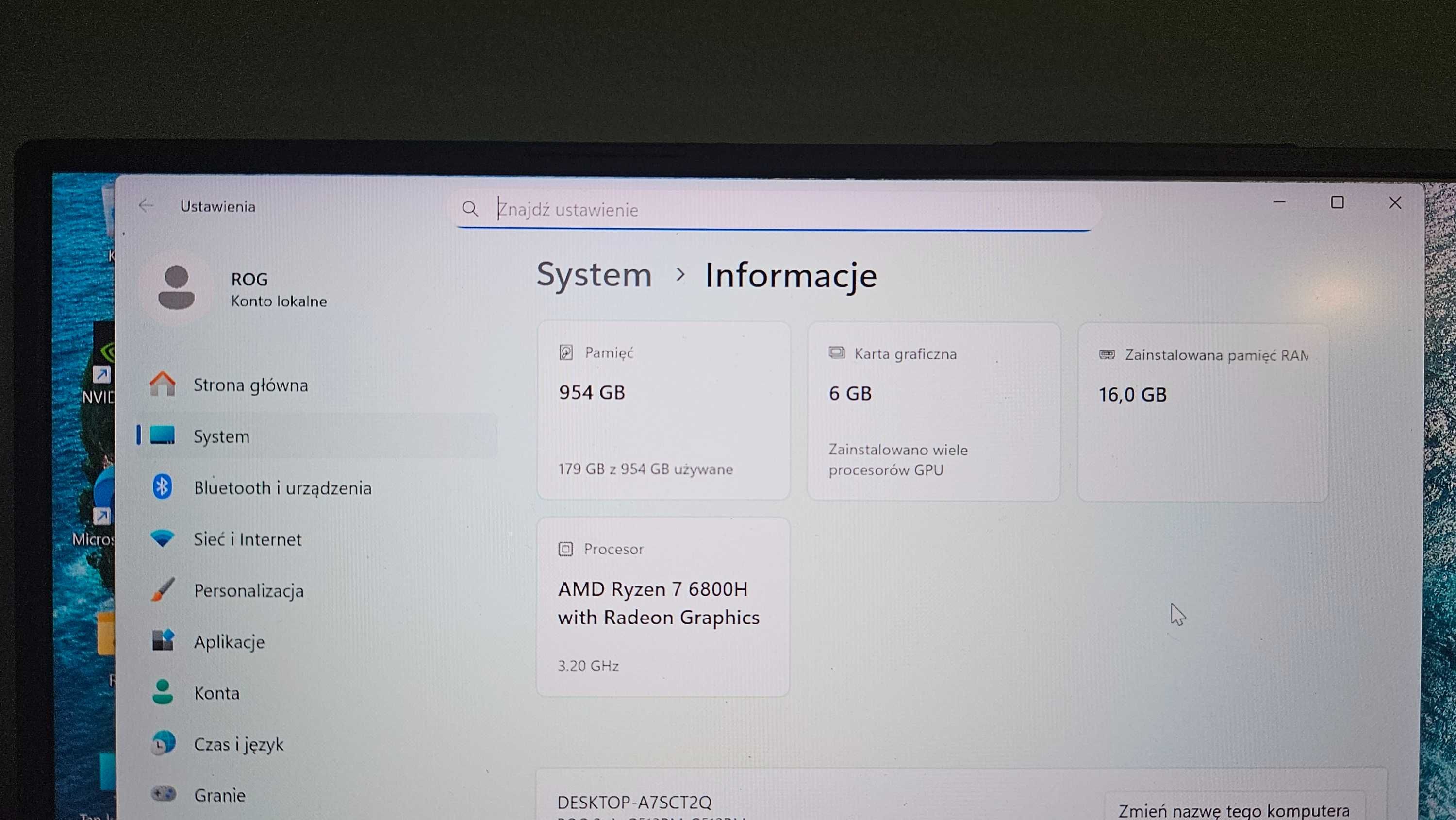 DOBRY Asus ROG Strix15 Ryzen7 6800H/RTX 3060/2k 165Hz +myszka Arox 3 !