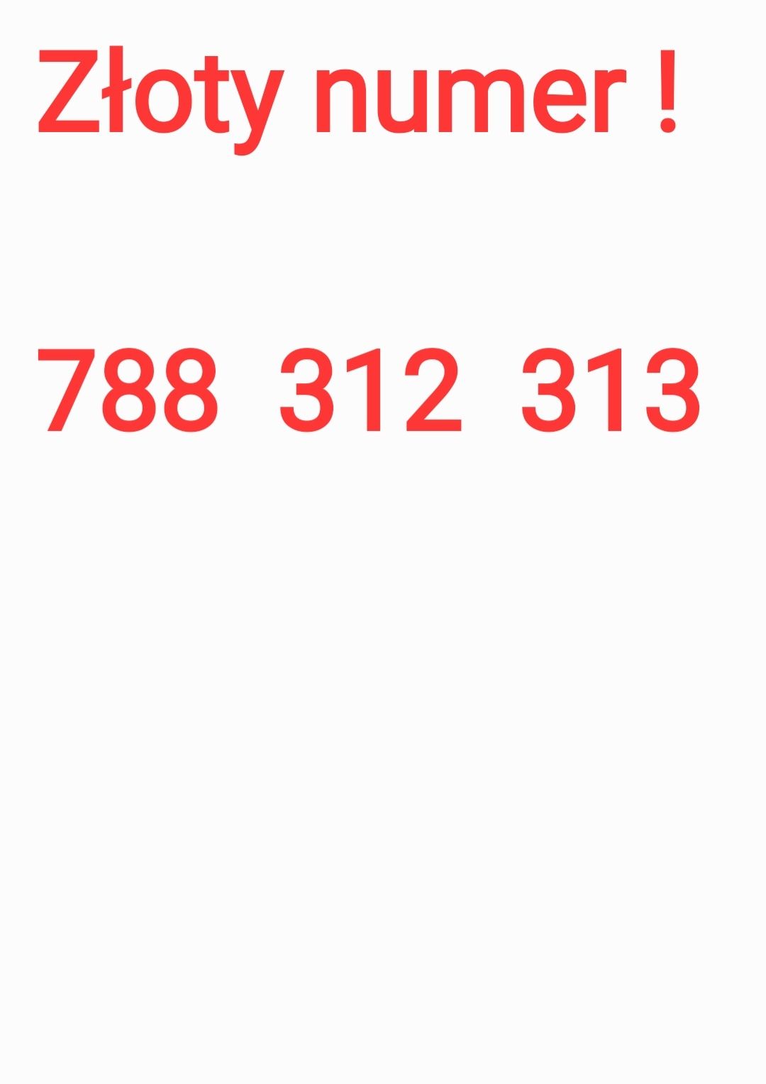 Złoty numer telefonu 788  312  313 / Prosty numer karta sim