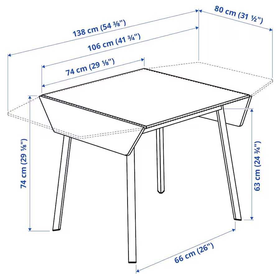 IKEA stół z opuszczanym blatem bambus / biały stolik