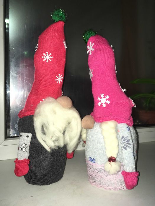 Фігура новорічна декоративна ГНОМ 5х28см хендмейд подарунок під ялинку