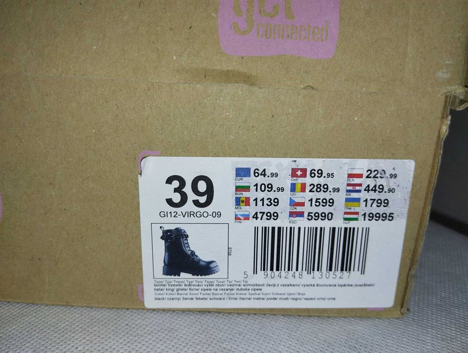 czarne workery łańcuchami skórzane botki Lasocki skóra naturalna 39 38