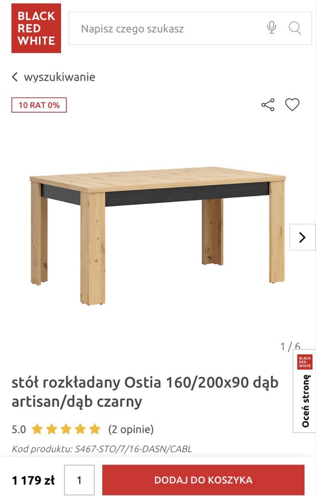 BRW stół rozkładany z krzesłami