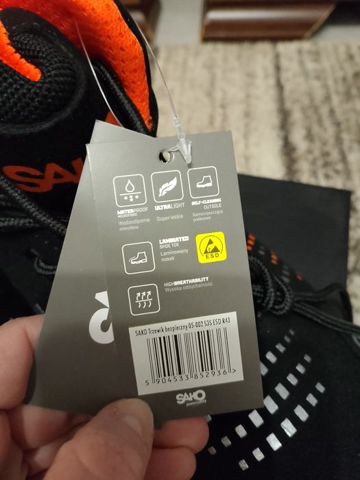 Buty trzewiki robocze Sako 43 czarne pomarańczowe
