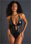 Venus body z eko skóry z siatki ze stringami ^48/50