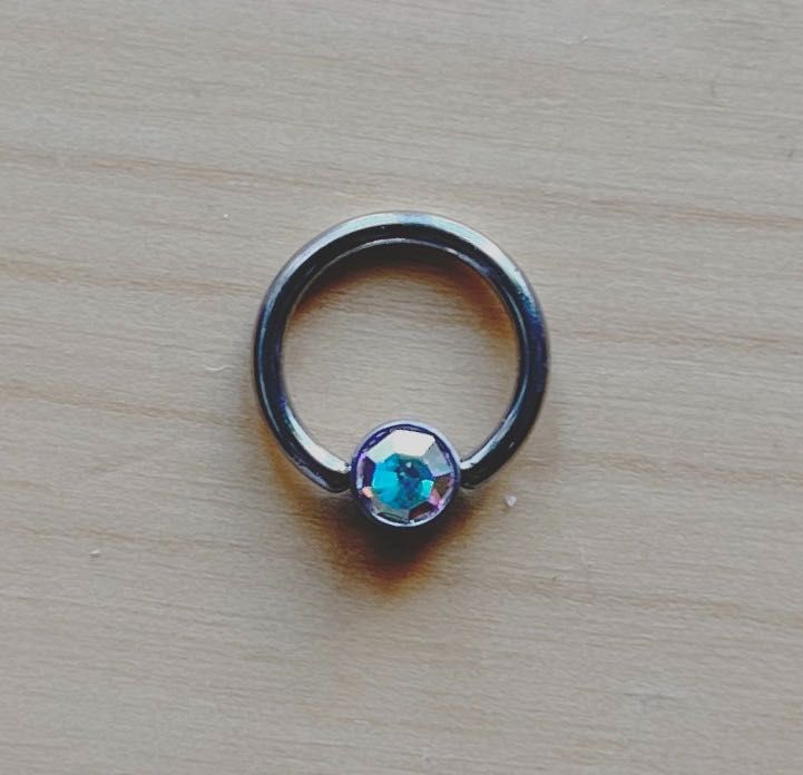 Kolczyki biżuteria piercing tytan kółko kryształek 1,2 8 ring titanium