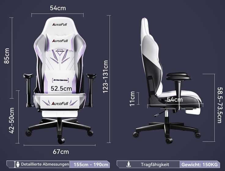 NOWY! AutoFull Fotel gamingowy rozkładany z szerszą poduszką