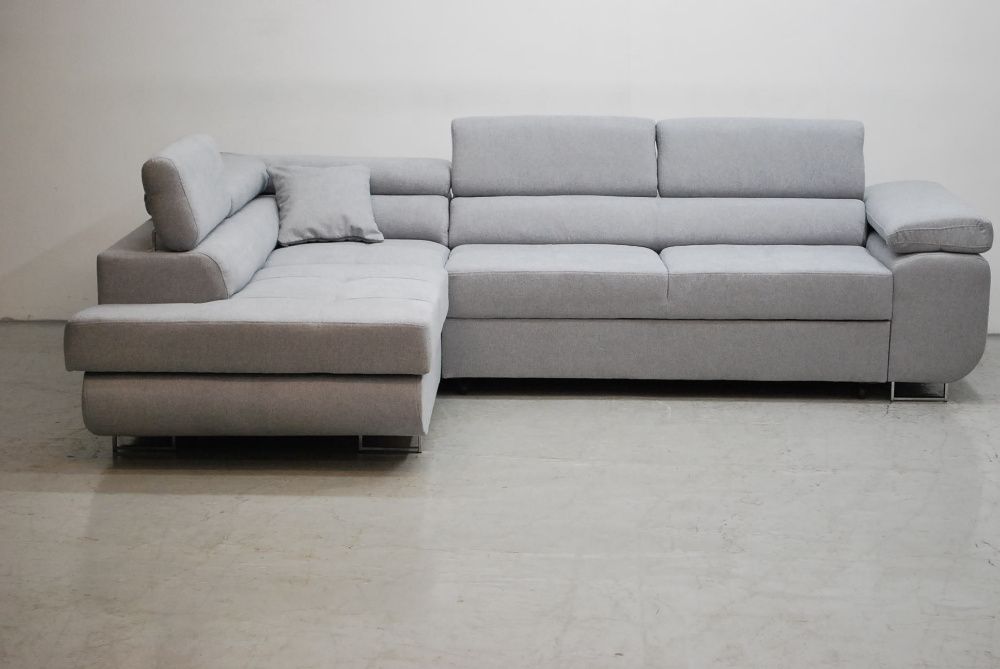 OAA DESIGN NOWOCZESNY NAROŻNIK  funkcja spania pojem szara tkanina