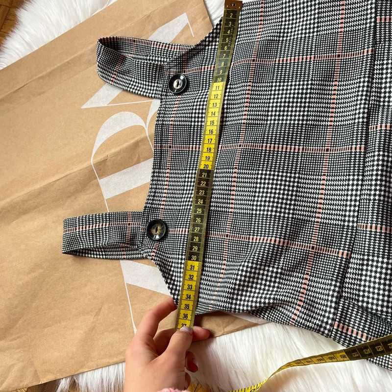 Sukienka w kratę kratka pipeta prosta elegancka krótka z guzikami s 36