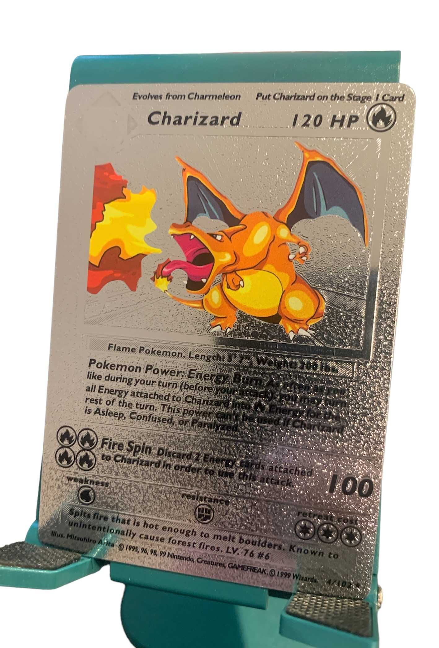 * Srebna Rzadka Karta Pokemon Charizard wysokie HP 120 100 nie gold