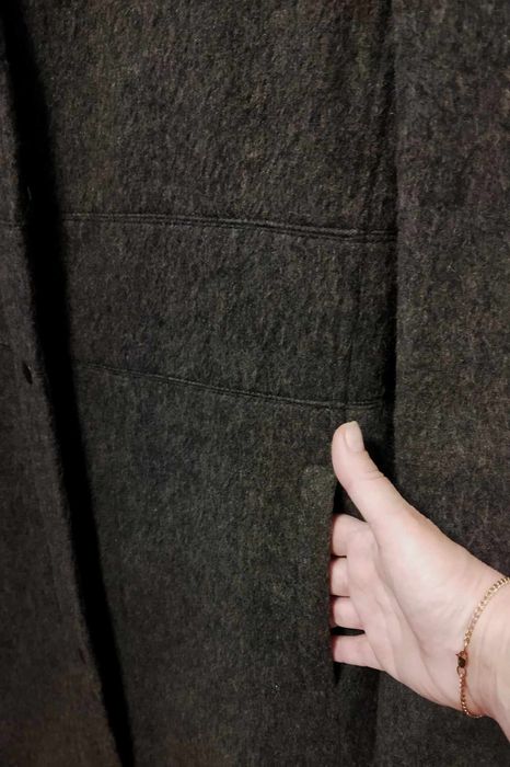 Длинное пальто шинель на молнии 60% шерсть Португалия