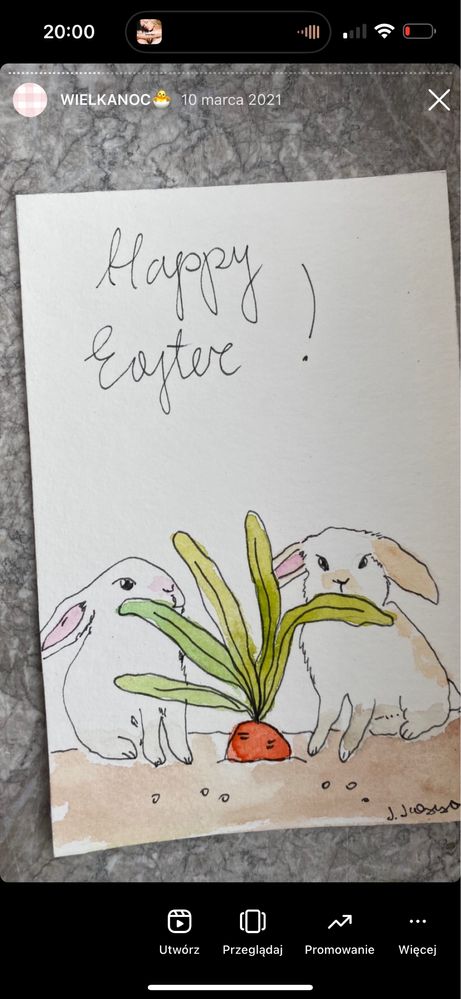 Kartka wielkanocna wielkanoc easter królik boho bunny