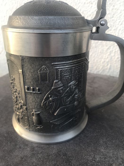 Copos e Caneca em Estanho Alemão “Rein Zinn” — Conjunto Vintage