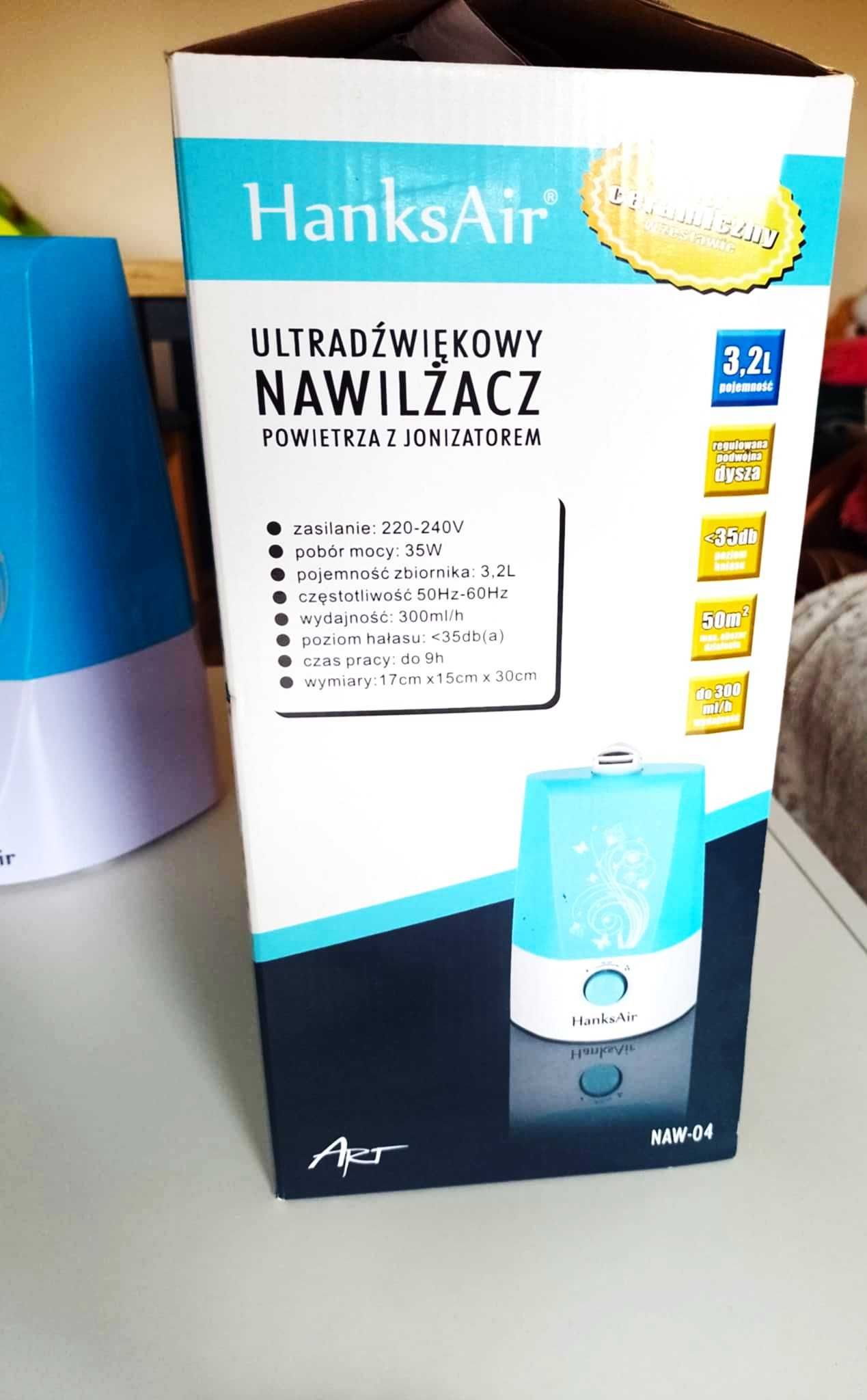 Nawilżacz ultradźwiękowy HanksAir z jonizatorem 3,2L używany