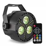 Reflektor PAR LED 3x4 W RGBW + 18 LED Stroboskop Mix kolorów DMX Pilot