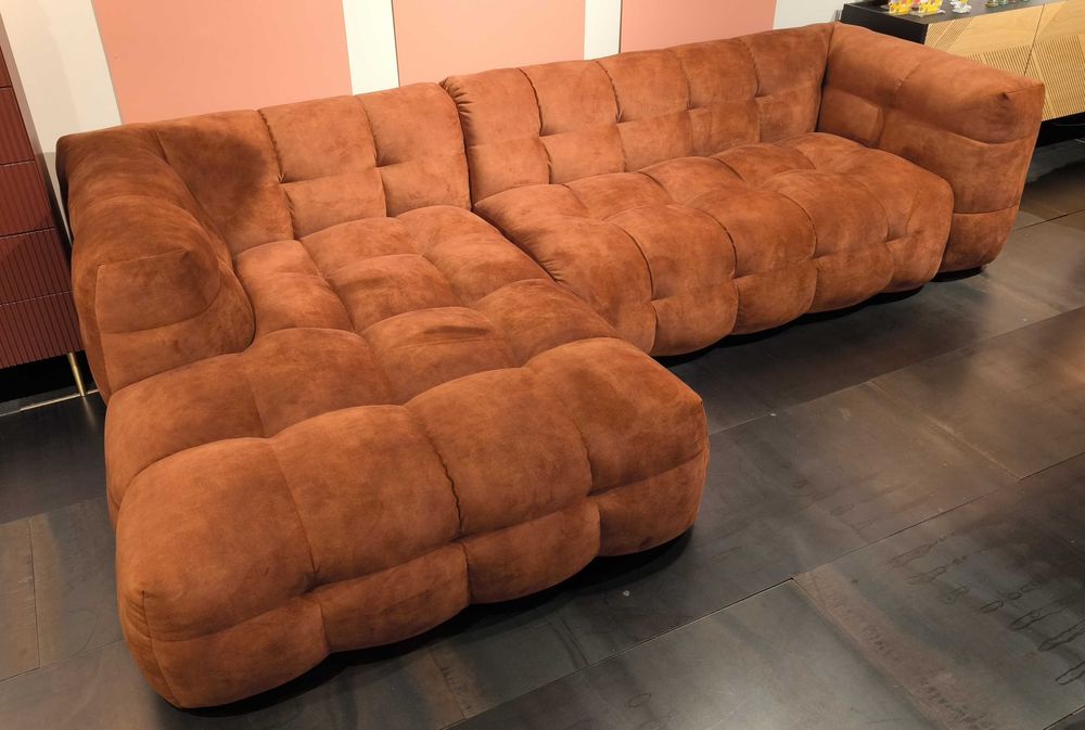 Sofa narożna MICHELE kolor rudy kasztan