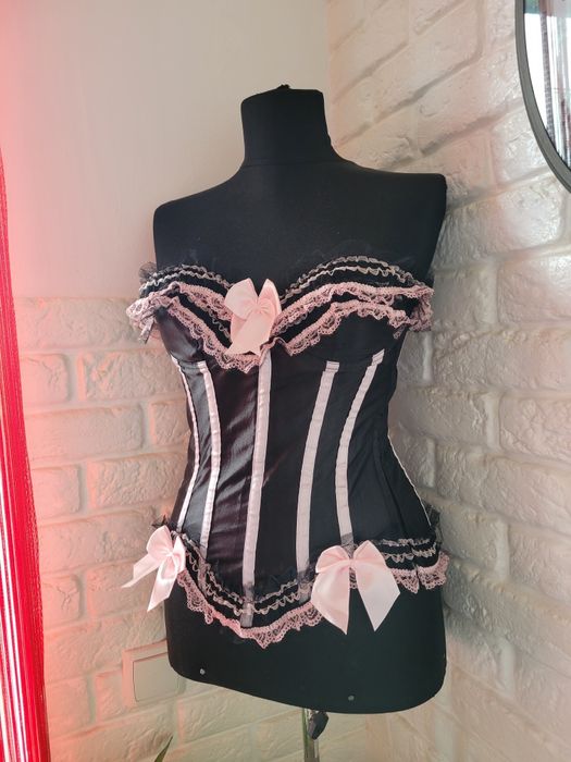 Сексуальний чорний атласний корсет чёрный бандажний Victoria secrets