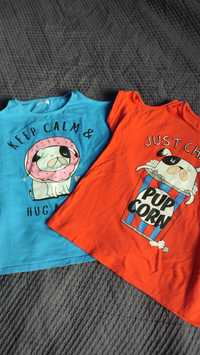 Bluzki 2 szt, t-shirt z psem, pies r.134/140