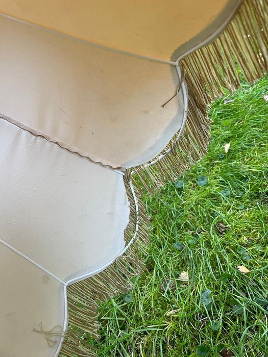 Lampa podłogowa stojąca drewno+mosiądz abażurem skóra VINTAGE komplet