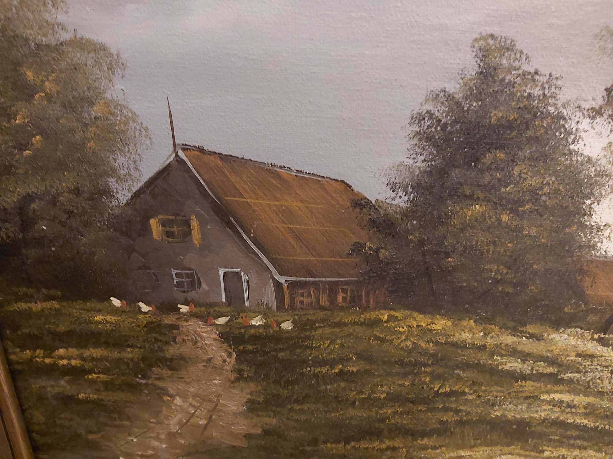 Spokojny Pejzaż z Wodą - Olej na Płótnie Jana Kryka (93x73 cm)