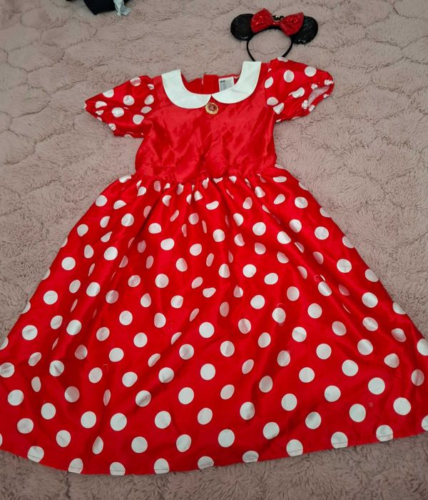 Strój Kostium Przebranie Myszka Minnie Sukienka + Opaska H&M 134-140