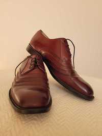 Eleganckie garniturowe męskie skórzane buty burgundowe Piero Bruni 45