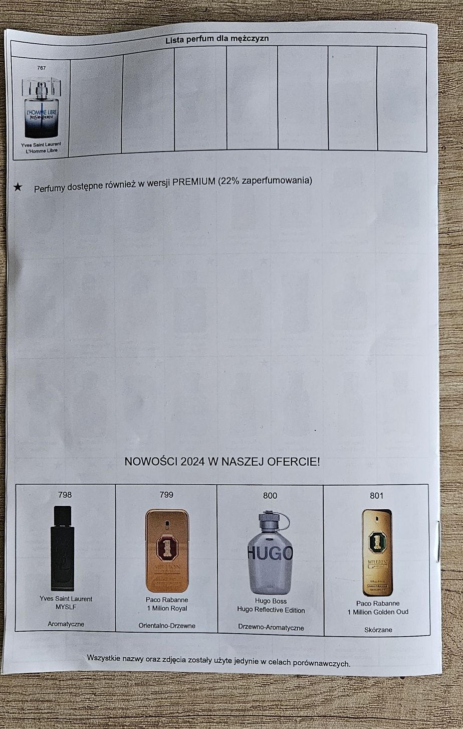 Perfumy Glantier Premium 50ml damskie męskie wszystkie zapachy