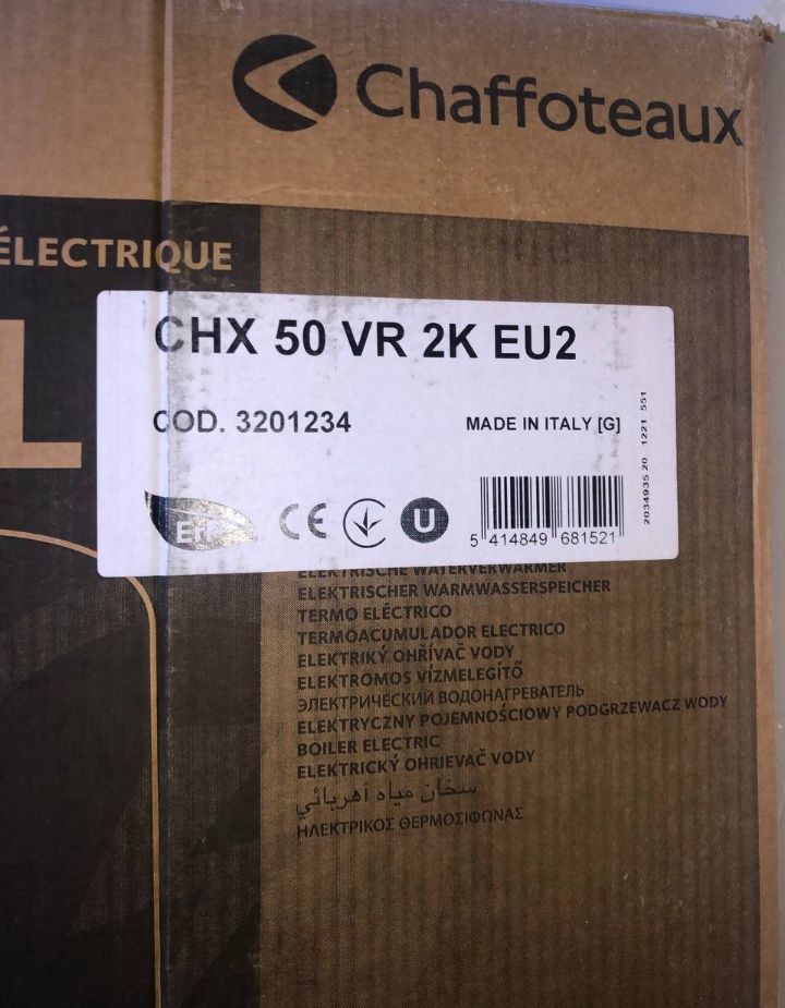 Бойлер Chaffoteaux 50 VR 2K EU2. 50 литров. Новый.