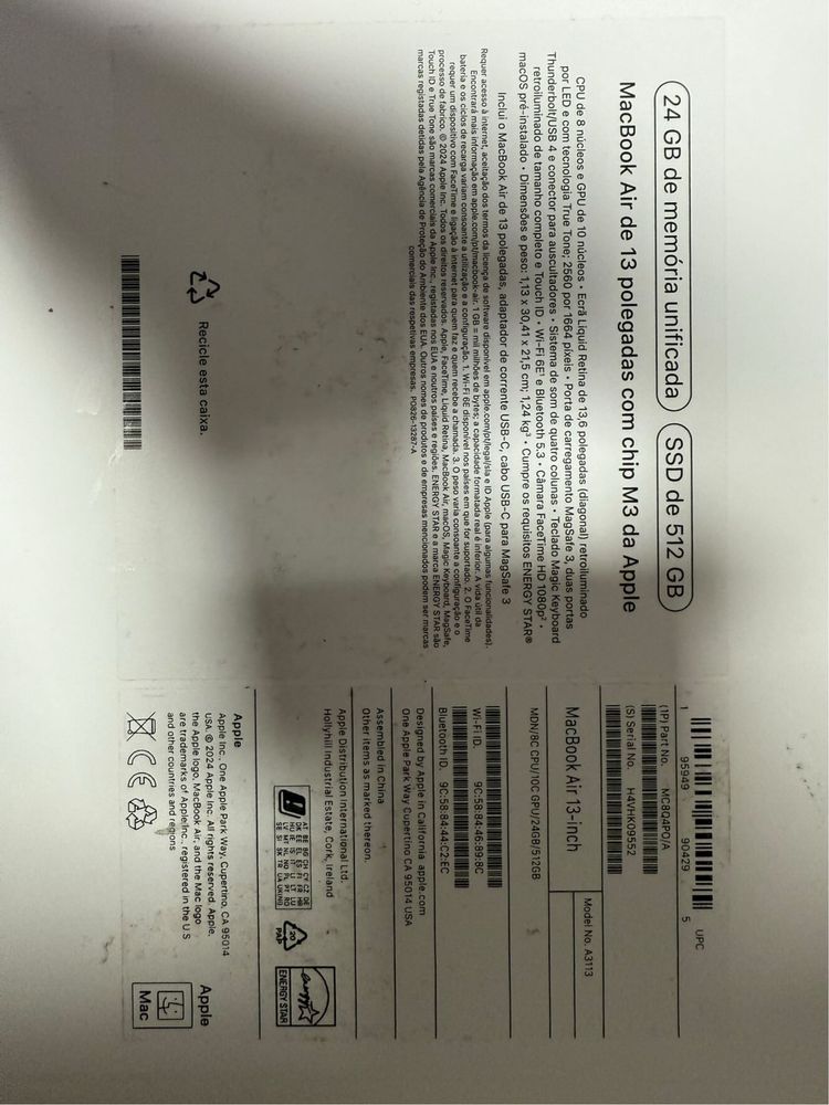 MacBook M3 24Gb ram e 512GB memória