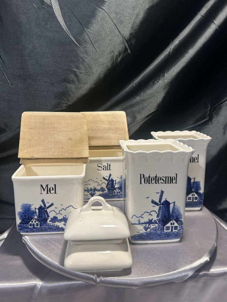 Ceramicznych pojemników – holenderski wzór – malowane ręcznie 4 sztuki