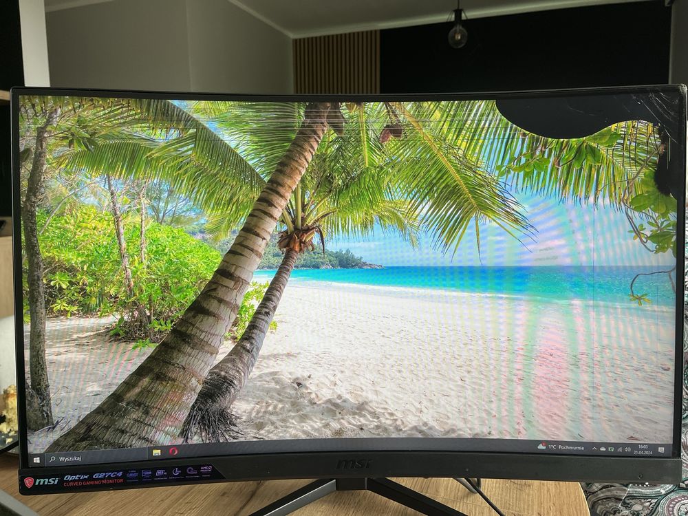 Monitor MSI G27C4 165Hz uszkodzona matryca